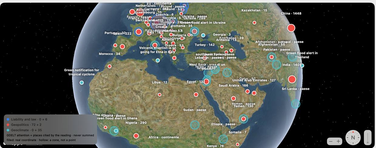 SONAR: the world today, attention from public sources and the places cited by the day's reading